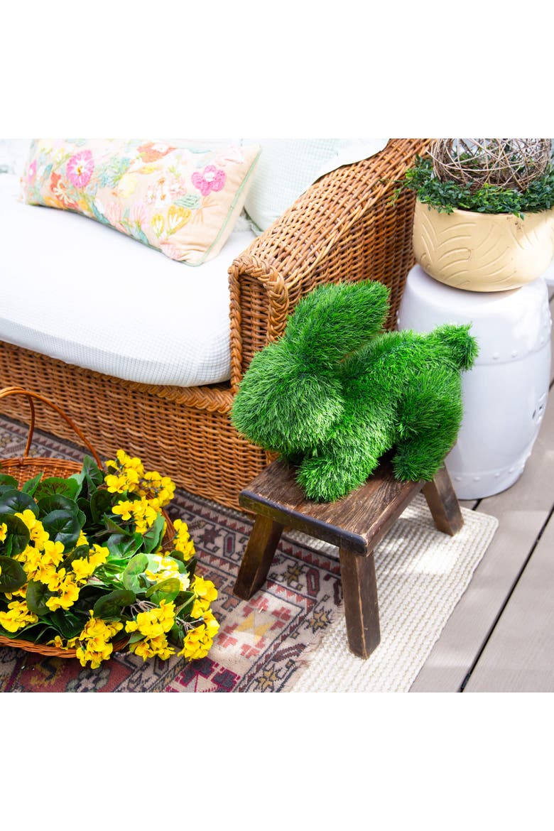 13-in UV Resistant Artificial Grass Garden Plush Topiary Bunny Rabbit, Alternate, color, Green
