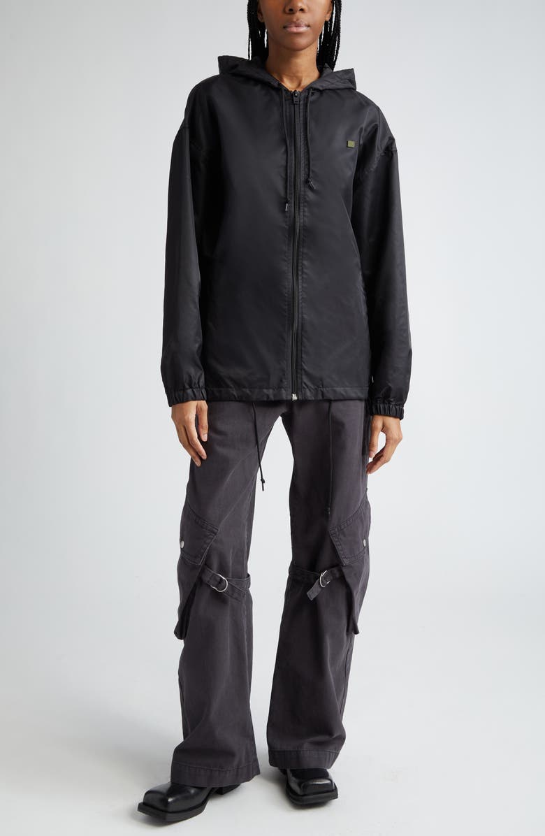 Acne Studios Ovitta Face Patch Hooded Nylon Jacket, Alternate, color, 