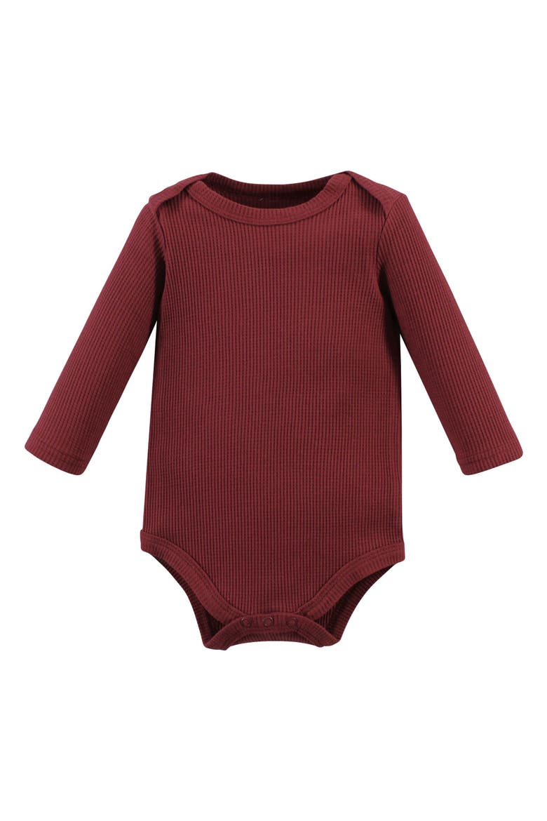 Thermal Long Sleeve Bodysuits, Alternate, color, Acorn Botanical