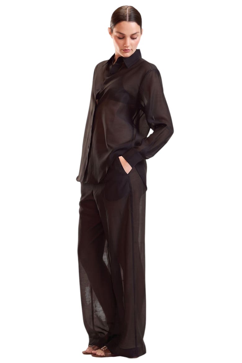 Salina Sheer Shirt, Alternate, color, Black