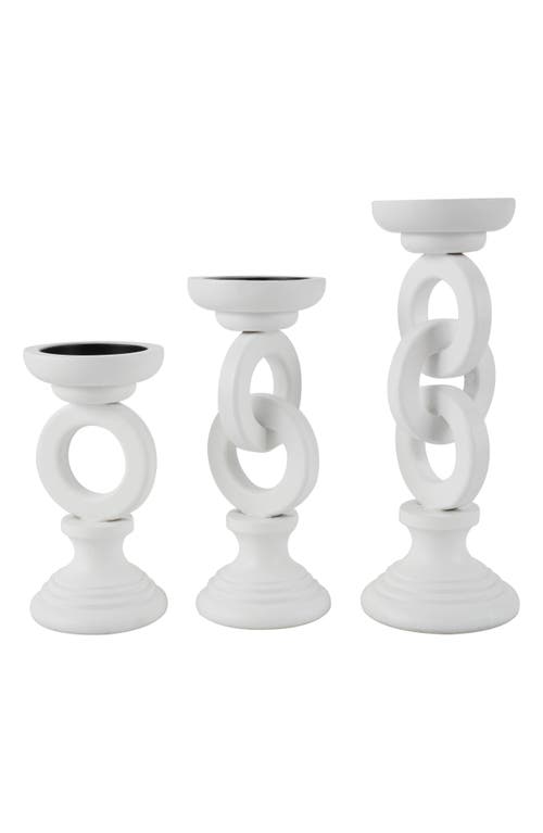 Vivian Lune Home Set Of 3 Candleholders In White