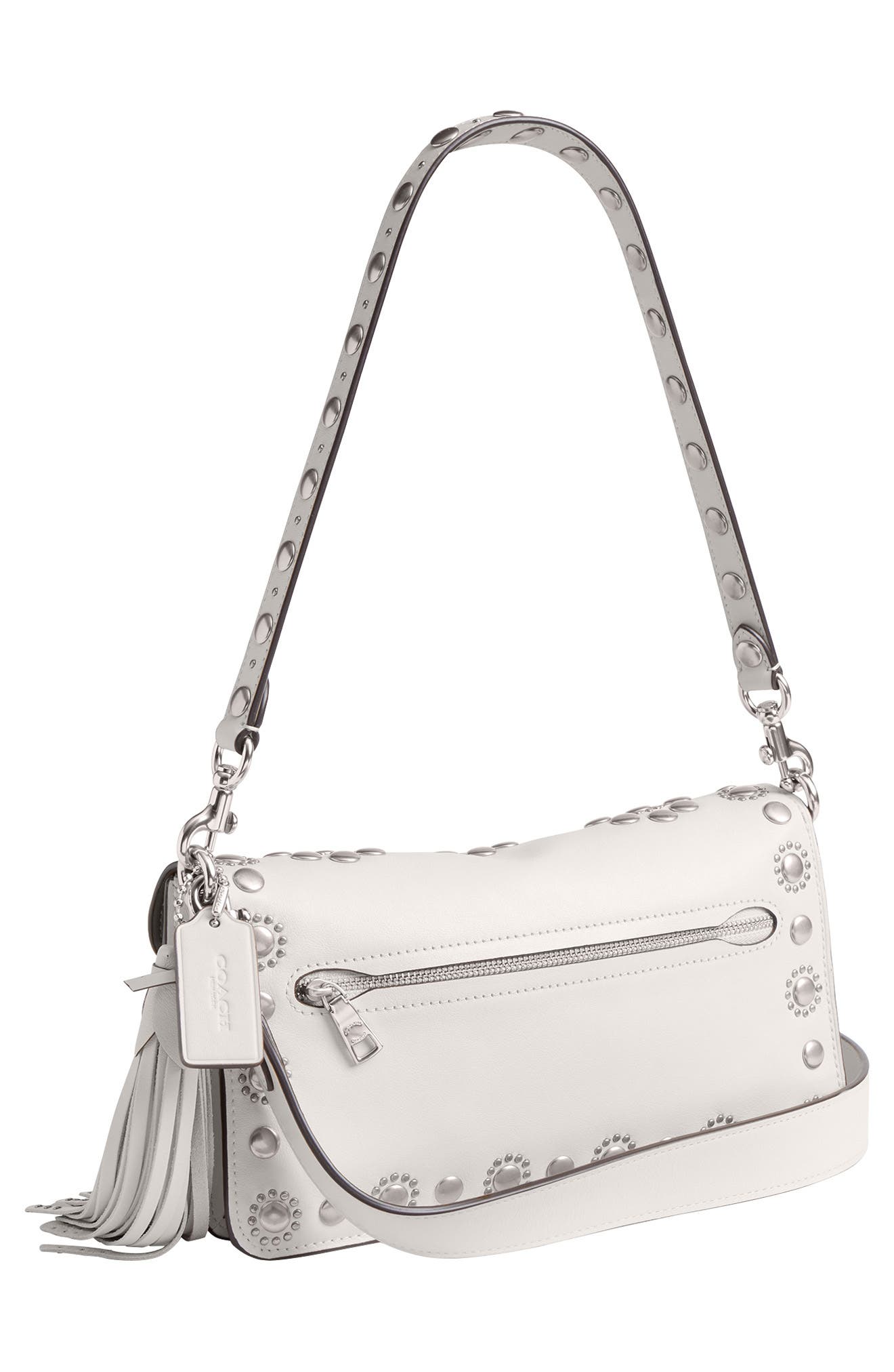 COACH Tabby Western Leather Shoulder Bag, Alternate, color, Chalk