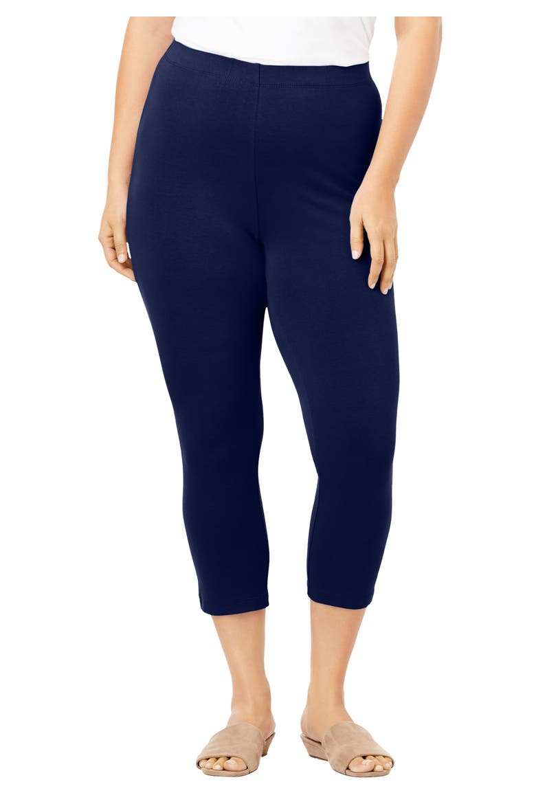 Plus Size Essential Stretch Capri Legging, Main, color, NAVY
