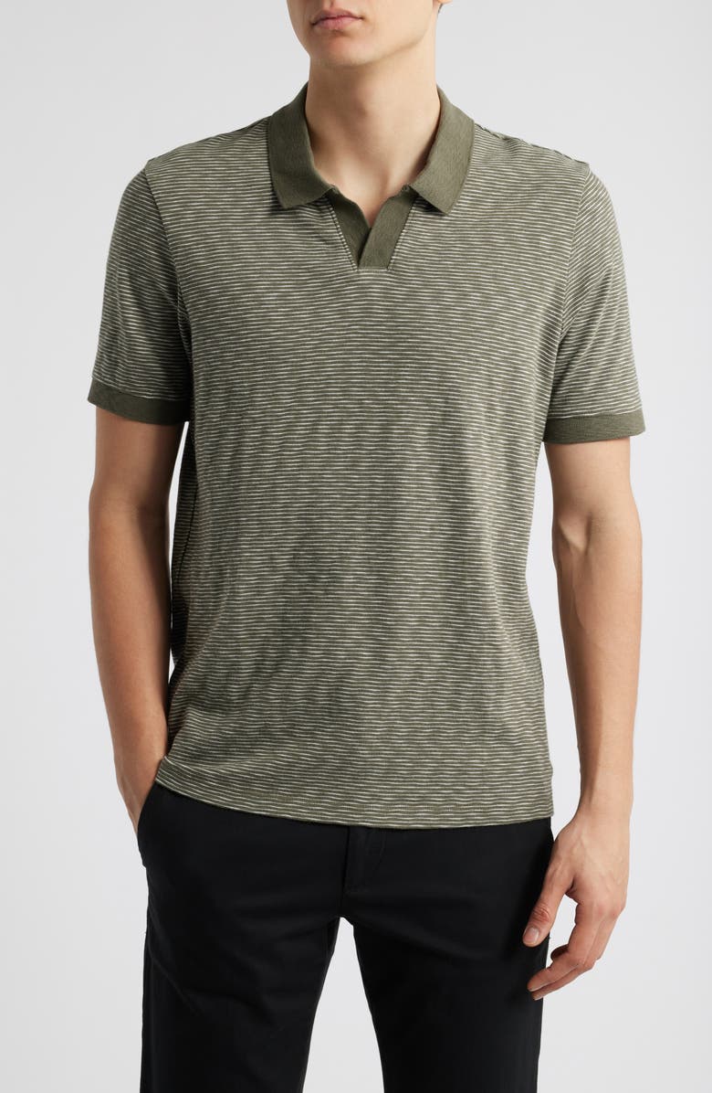 Vince Slub Jersey Johnny Collar Polo, Main, color, Dark Artichoke/Natural
