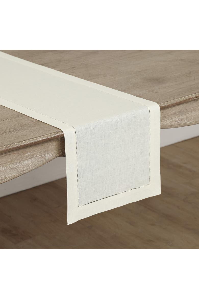 Linen Table Runner - Classic Hemstitch, Alternate, color, Ivory