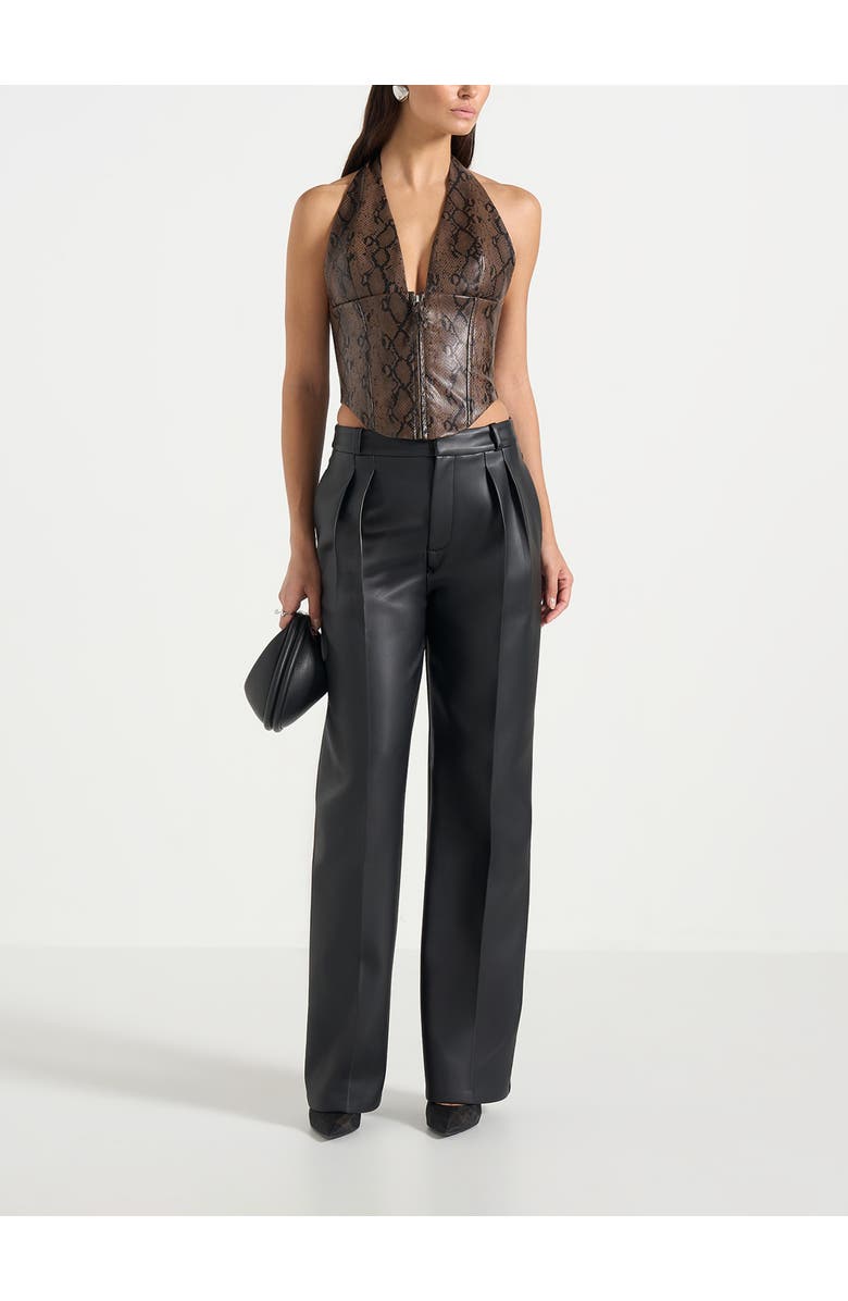 Manière De Voir Sloane Python Halterneck Corset Top, Alternate, color, Brown