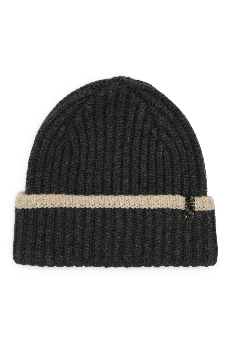 Cashmere Rib Beanie, Main, color, ANTHRACITE