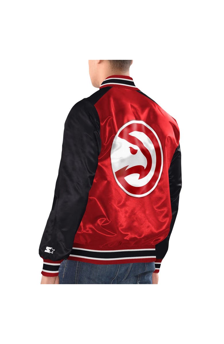 STARTER Men's Starter Red/Black Atlanta Hawks Renegade Satin Full-Snap Varsity Jacket, Alternate, color, Red