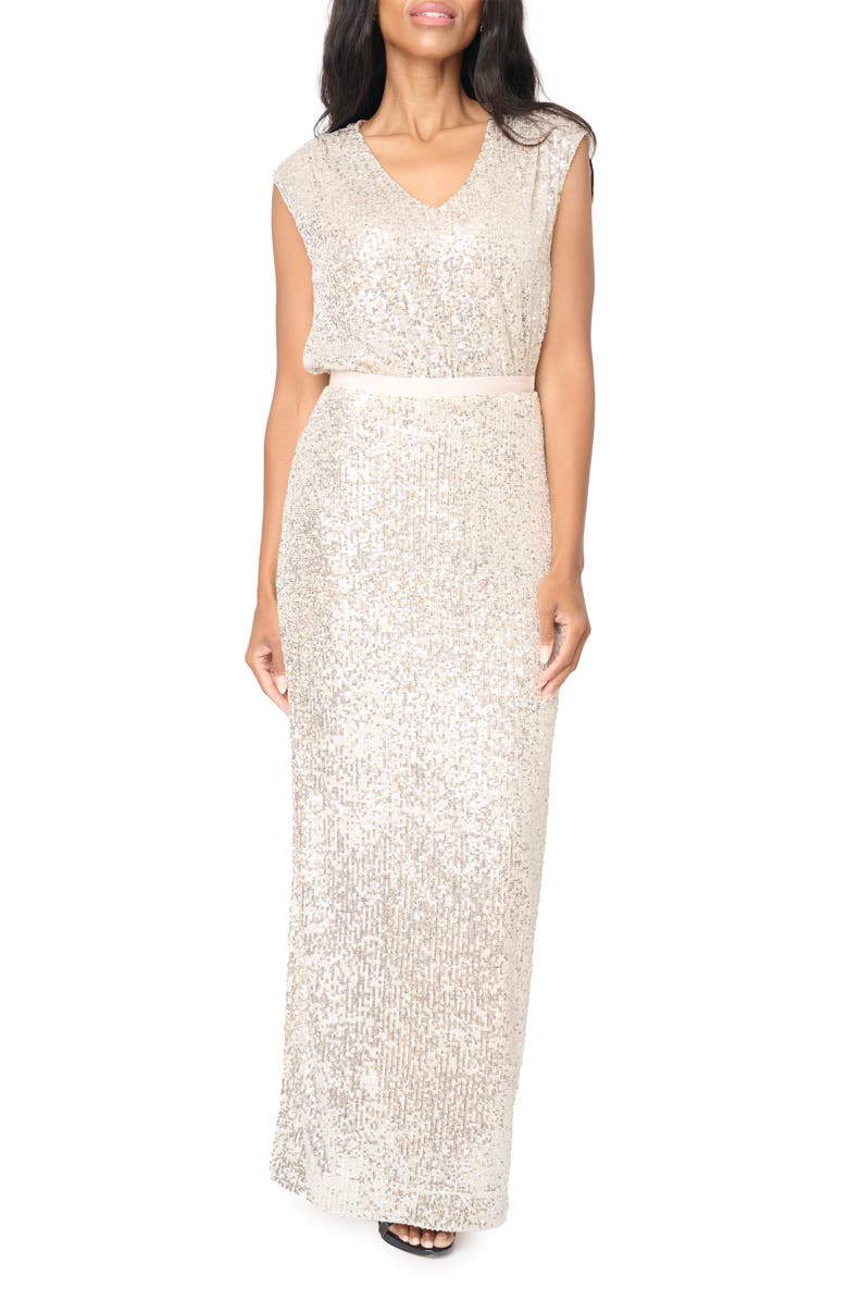 GIBSONLOOK Sparkle Shine Sequin Maxi Skirt, Alternate, color, Champagne