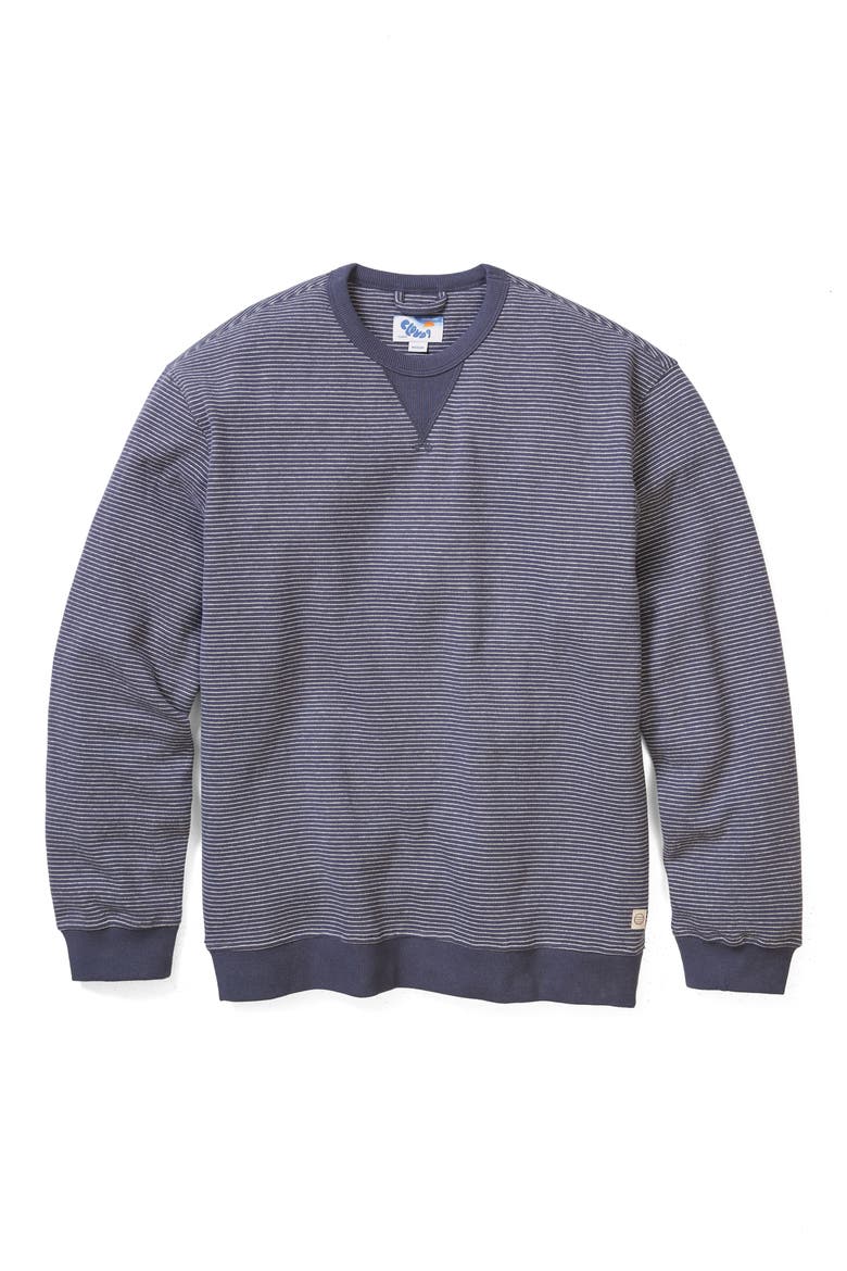 Cloud 9 Fleece Relaxed Crewneck Sweatshirt, Alternate, color, NAVY MINI STRIPE