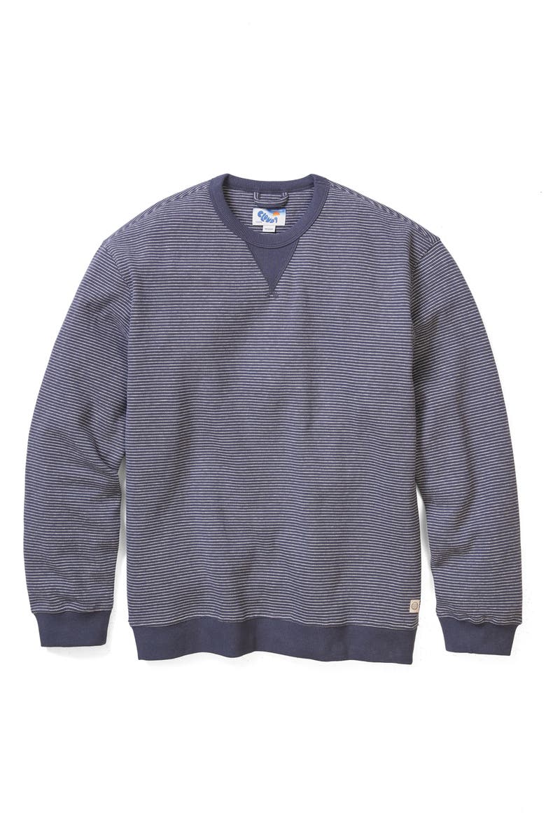 Marine Layer Cloud 9 Fleece Relaxed Crewneck Sweatshirt, Alternate, color, Navy Mini Stripe
