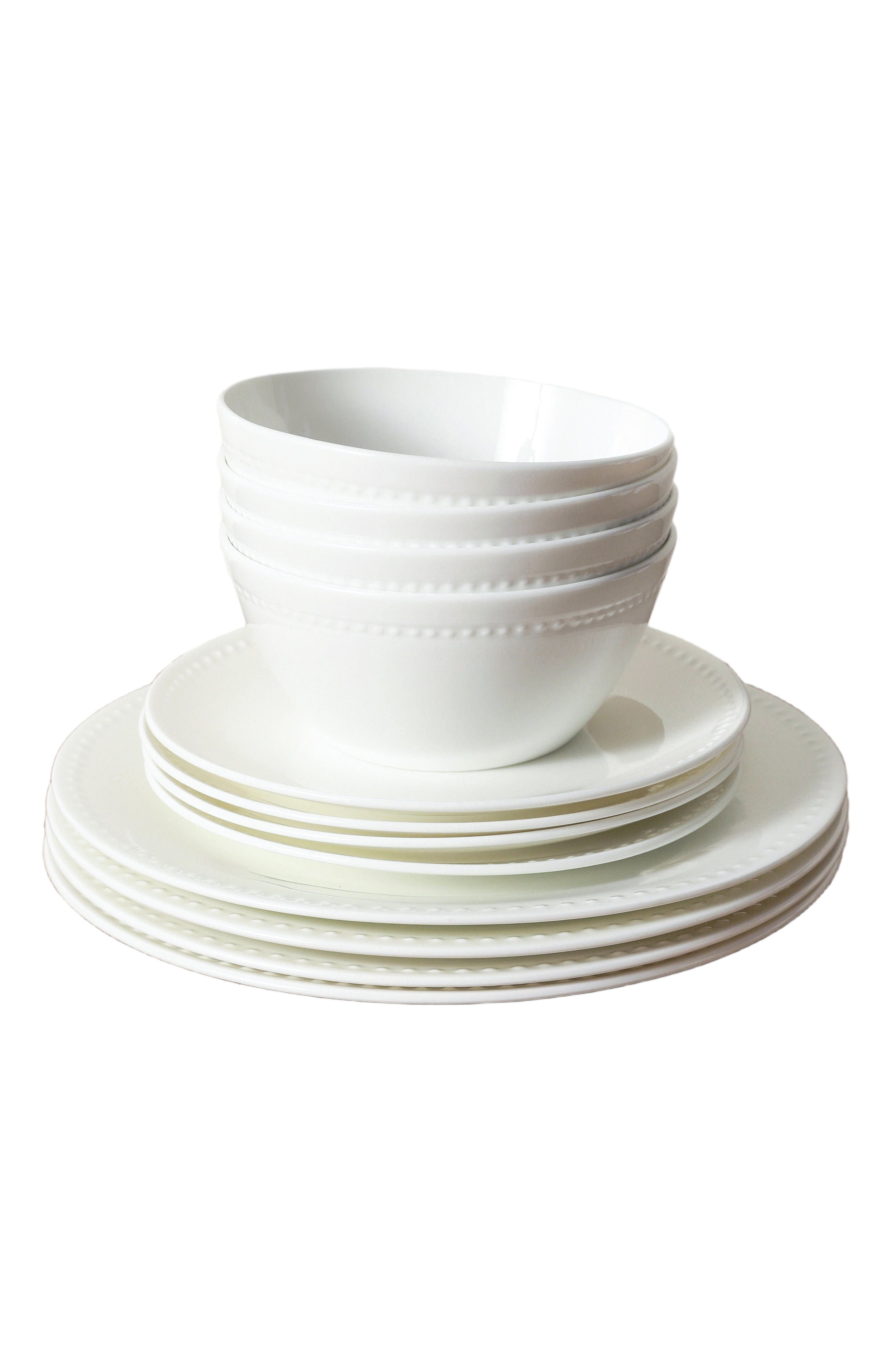 Stone Lain Ava Bone China 16-Piece Dinnerware Set - White