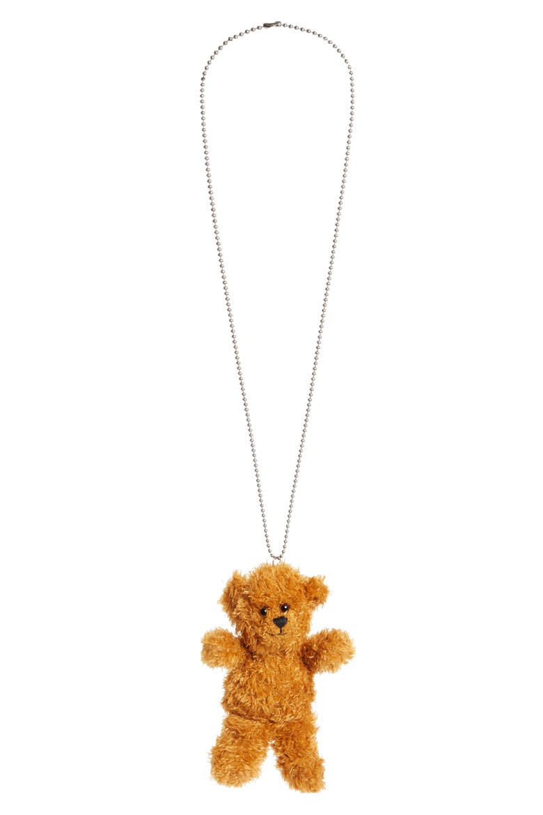 Teddy Bear Necklace, Main, color, BROWN