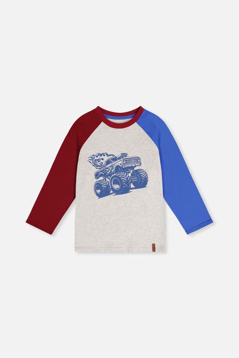 Ribbed Crew Neck Raglan Sleeves T-Shirt