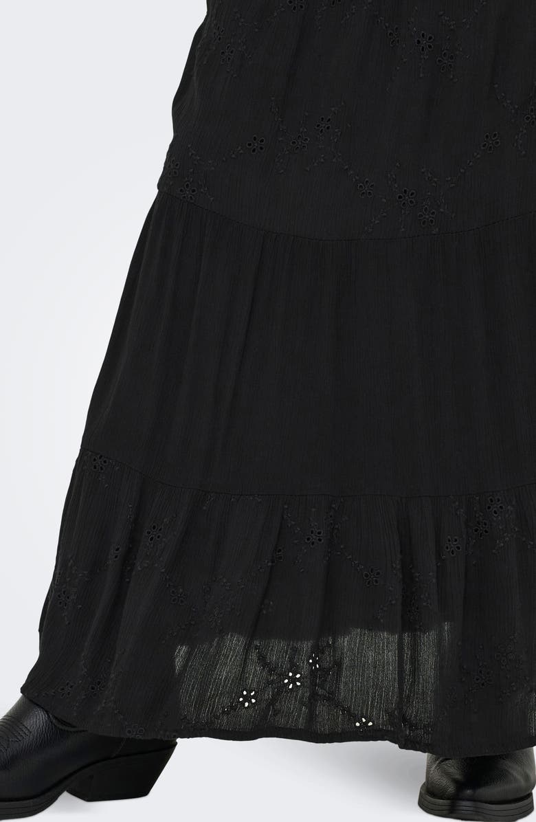 Only Onlchiara Broderie Maxi Skirt, Alternate, color, Black