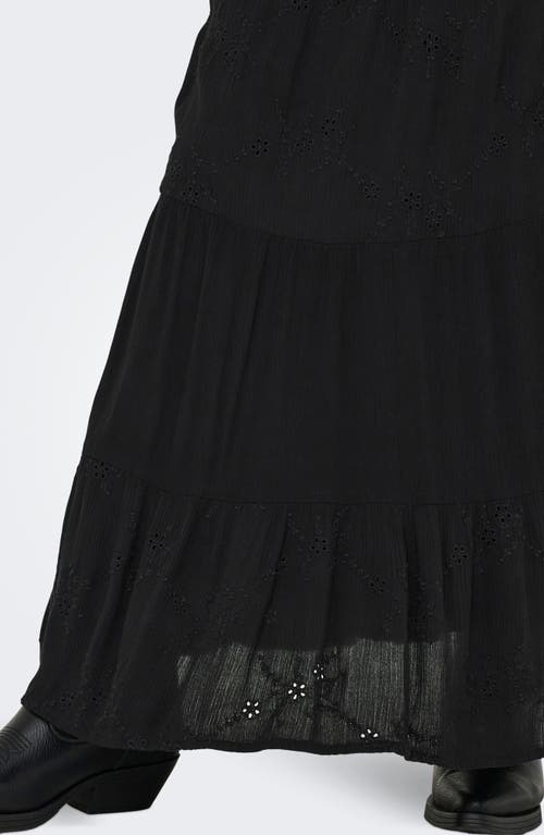 Only Onlchiara Broderie Maxi Skirt In Black