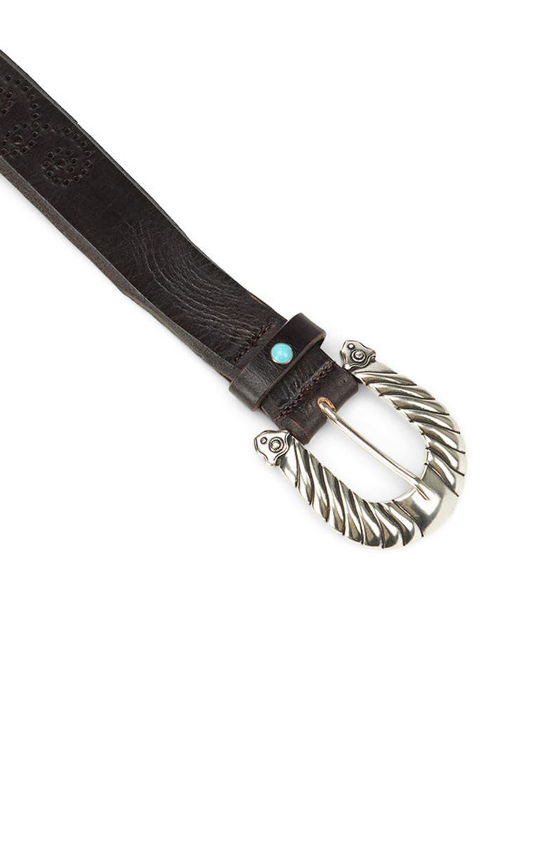 Fortela Carson Perforated Leather Belt, Alternate, color, Brown