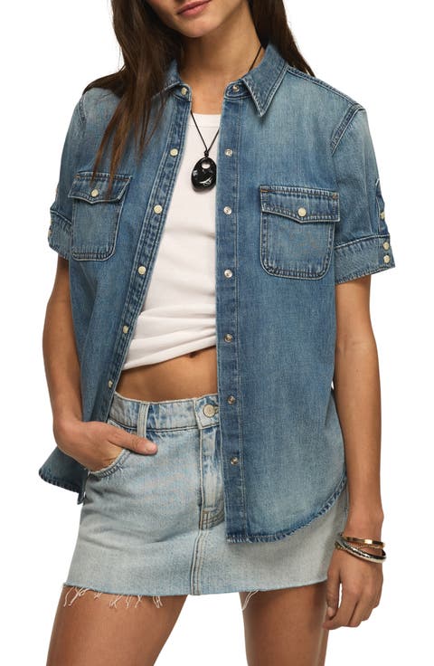 Short Sleeve Denim Western Shirt