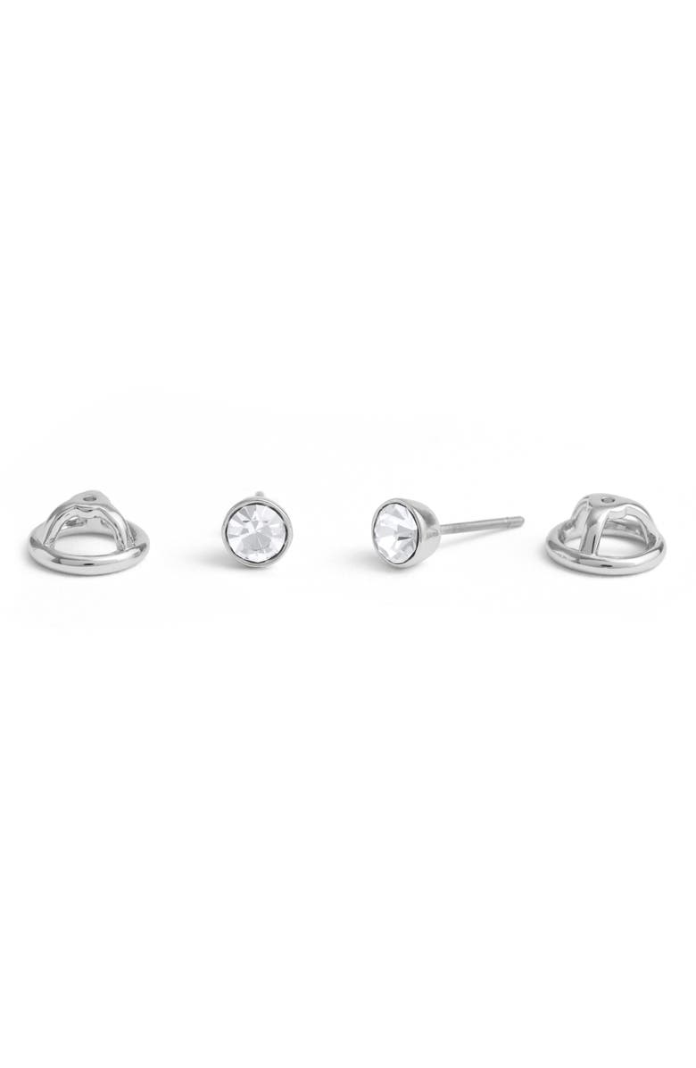 COACH Halo Crystal Stud Earrings, Alternate, color, Crystal/ Rhodium