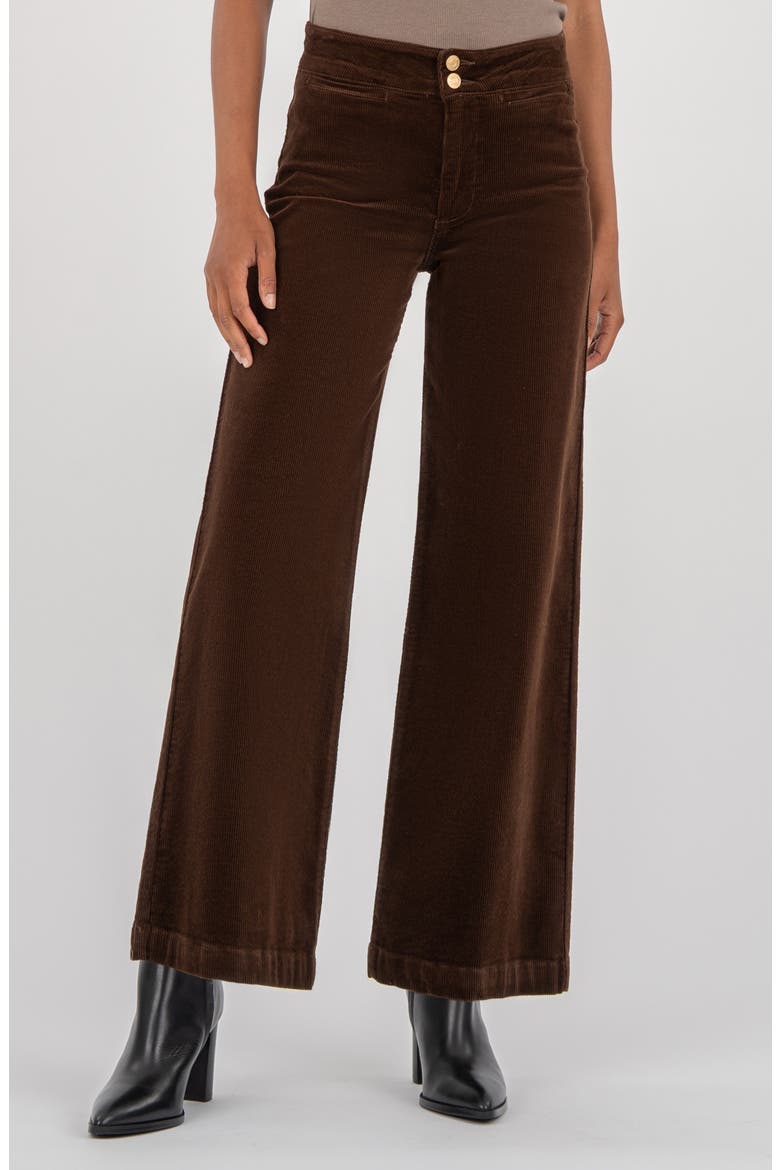 Meg Welt Pocket Wide Leg Corduroy Pants, Main, color, FUDGE