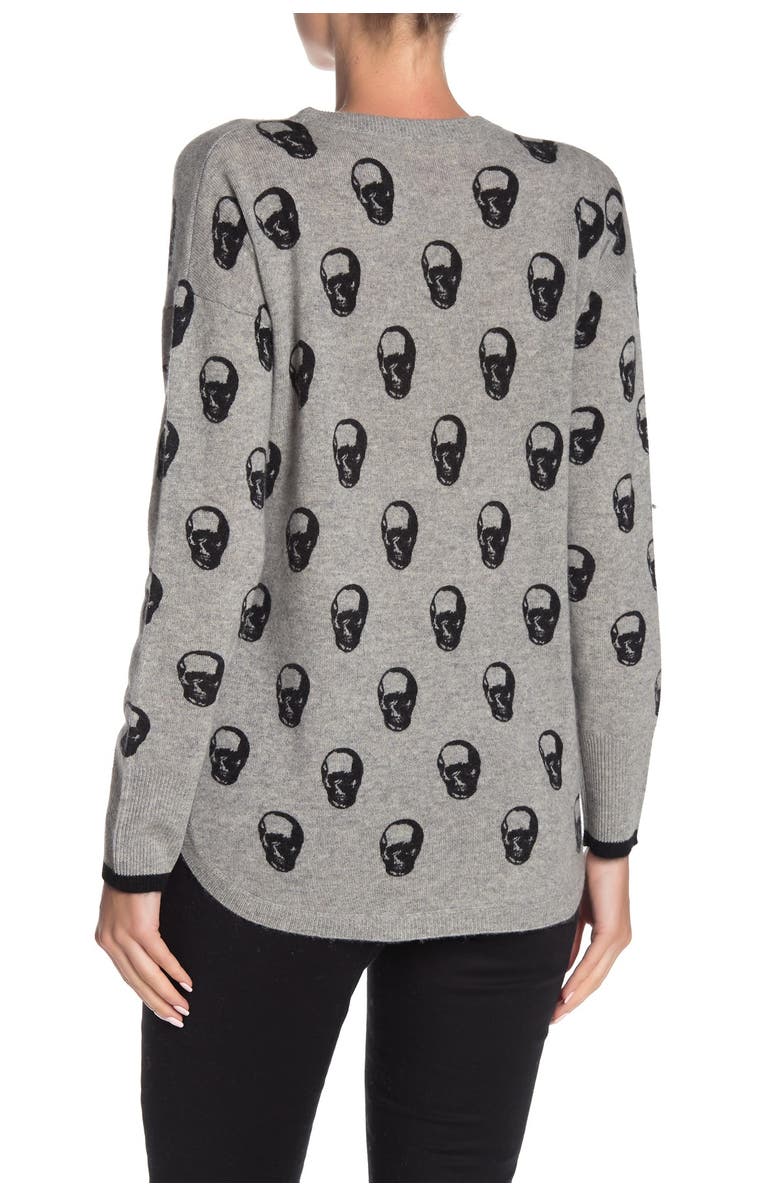 Catherine Catherine Malandrino Skull Printed Cashmere Pullover, Alternate, color, 