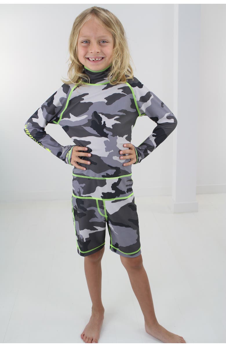 TUTUBLUE Boys' One-Piece Swimsuit - UPF 50+, Main, color, Light Gray Camo