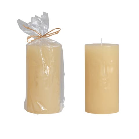 Unscented Face Pillar Candle, Cream
