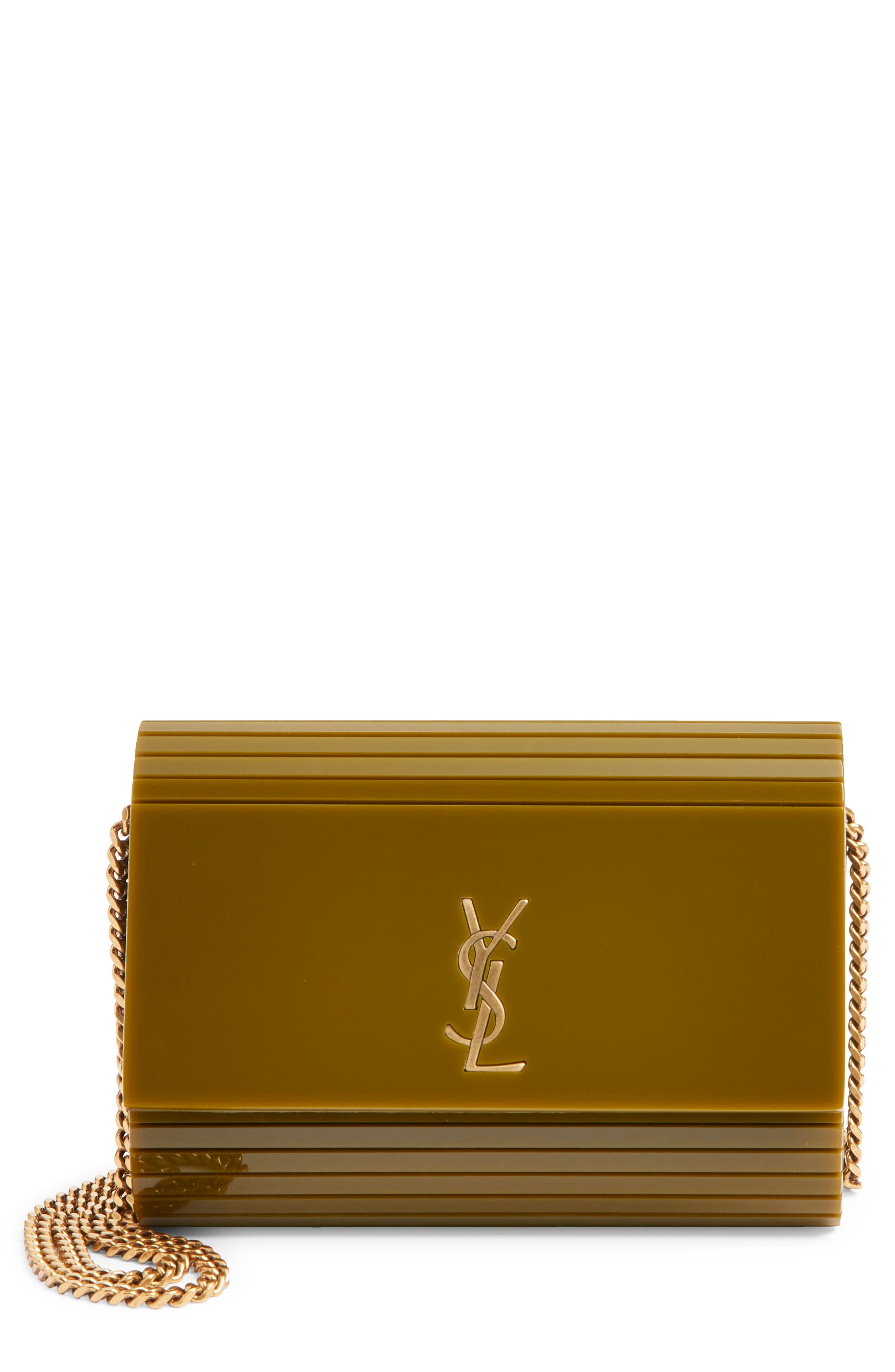 Saint Laurent Mini Vicky Plexiglas<sup>®</sup> Minaudiére, Main, color, Khaki