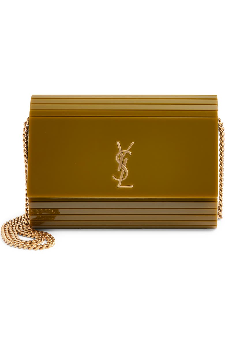Saint Laurent Mini Vicky Plexiglas<sup>®</sup> Minaudiére, Main, color, Khaki