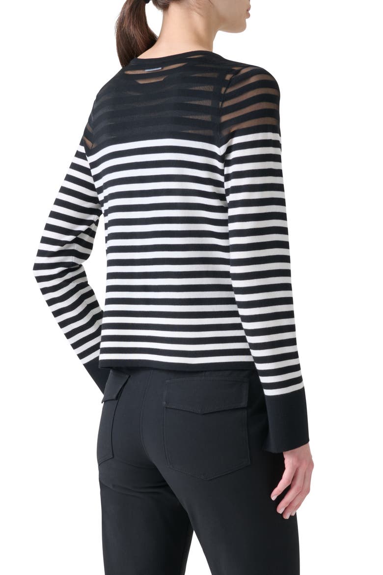 Stripe Virgin Wool Blend Cardigan, Alternate, color, BLACK-CREAM