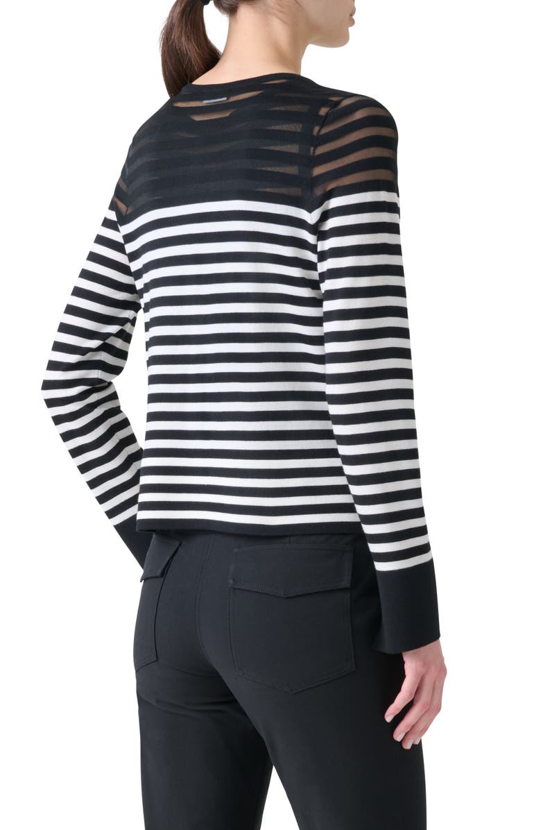 Akris punto Stripe Virgin Wool Blend Cardigan, Alternate, color, Black-Cream