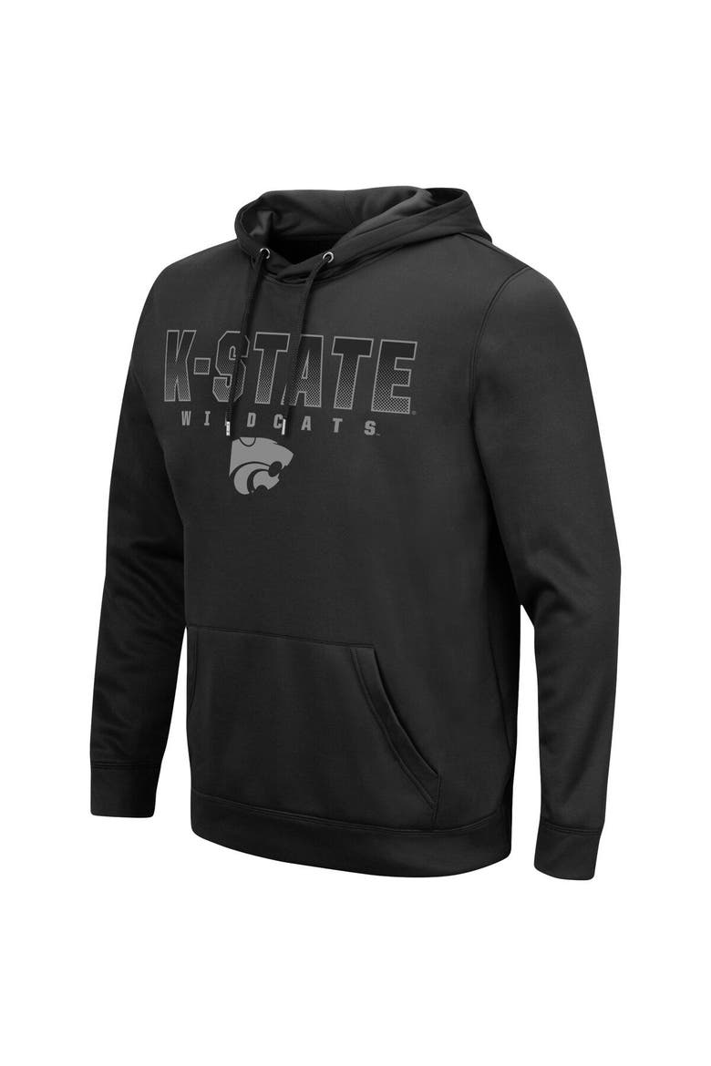 Men's Colosseum Black Kansas State Wildcats Blackout 3.0 Pullover Hoodie, Alternate, color, Black