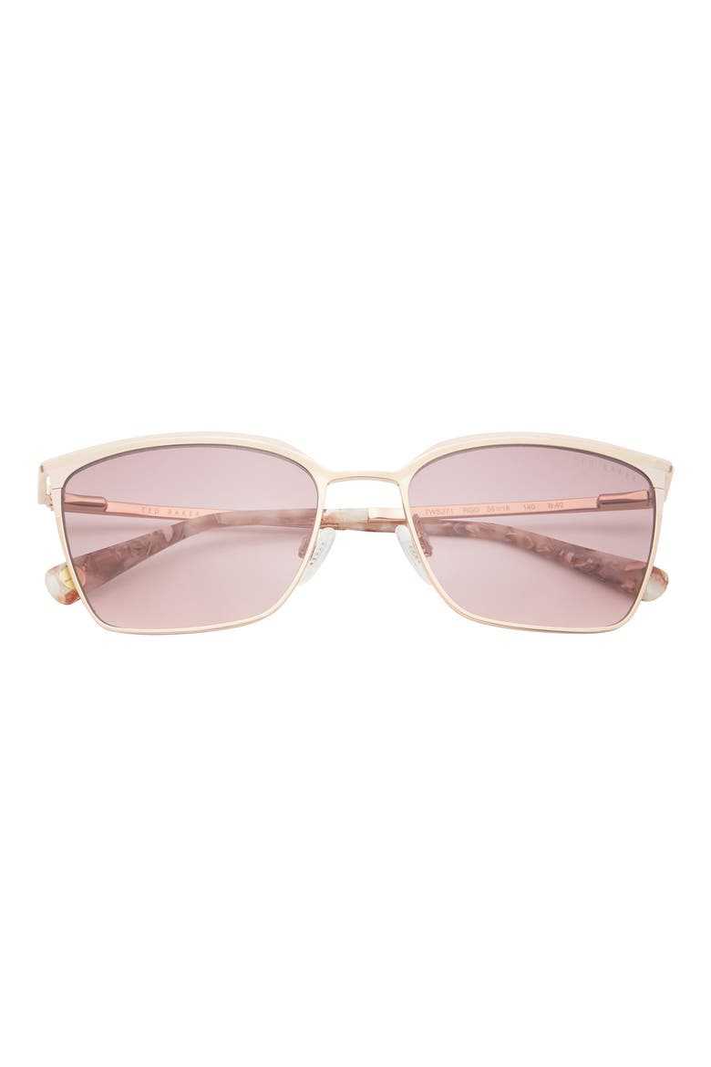 56mm Polarized Square Sunglasses, Main, color, ROSE GOLD