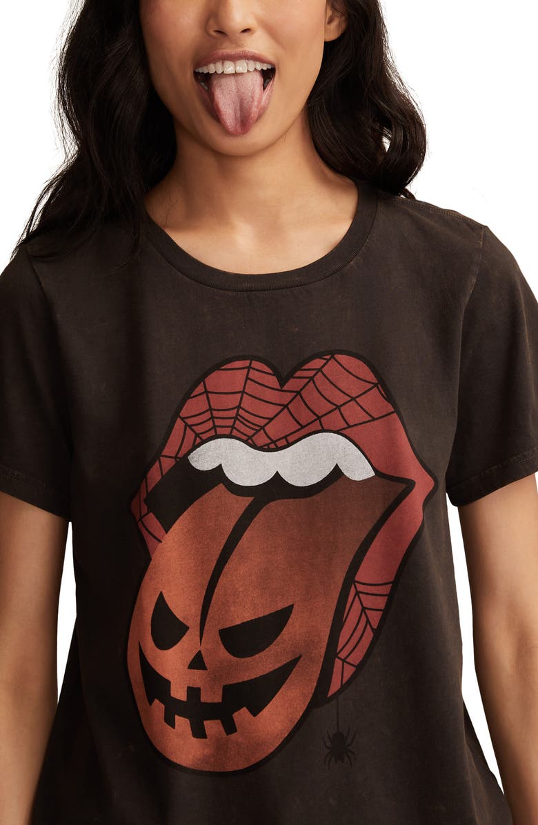 Lucky Brand Rolling Stones Jack o' Lantern Cotton Graphic T-Shirt, Alternate, color, Jet Black