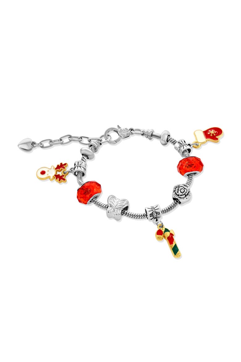 Christmas Themed Red Crystal Charm Bracelet, Alternate, color, Red