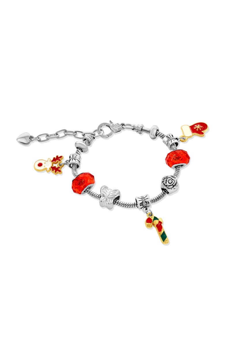 Donatello Gian Christmas Themed Red Crystal Charm Bracelet, Alternate, color, Red