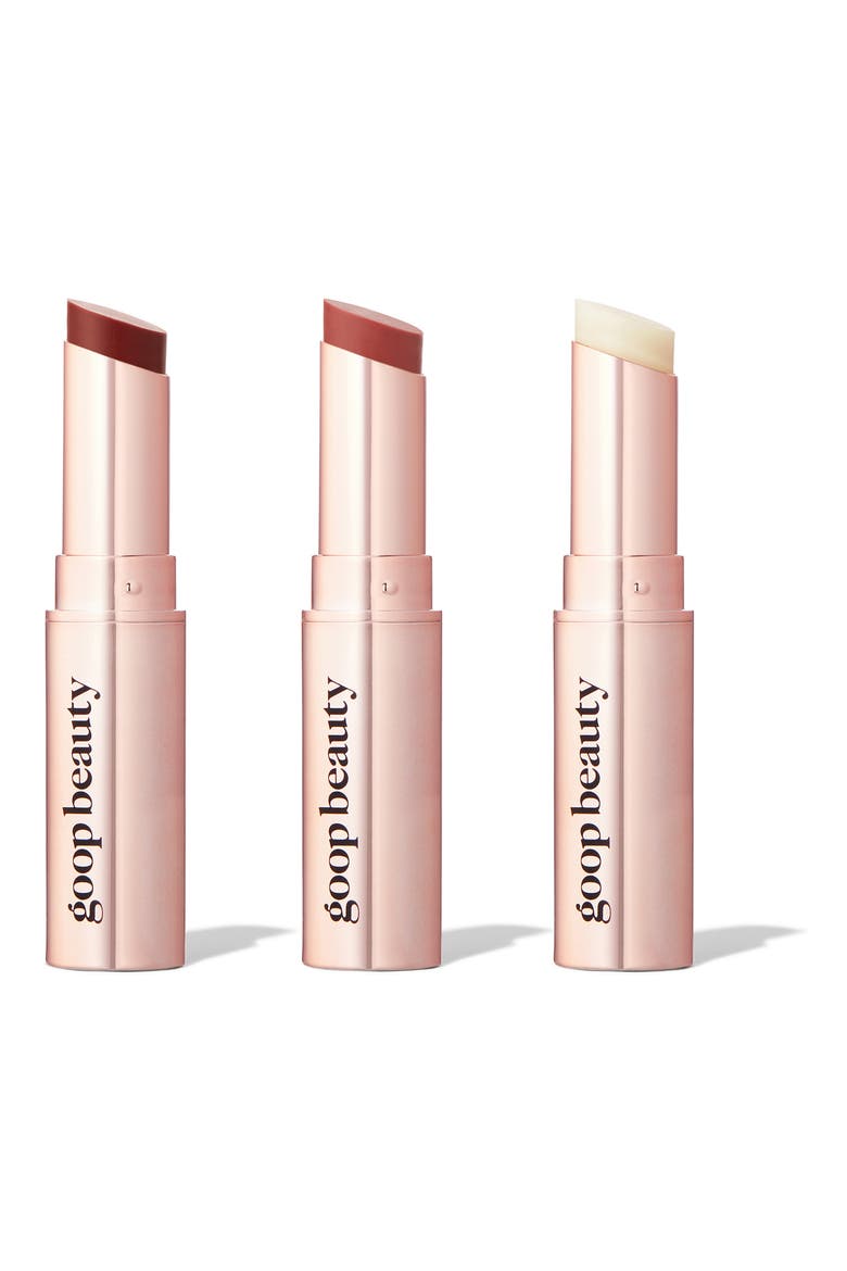 Goopgenes Clean Nourishing Lip Balm Trio, Main, color, ROSE/ GARNET/ CLEAR