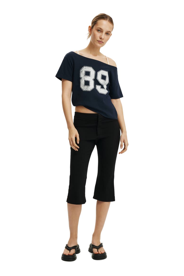 Women's The Sporty Off Shoulder Graphic Tee, Alternate, color, 89  Total Eclipse