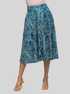 24seven Comfort Apparel Geometric Print Elastic Waist Pocket Midi Skirt