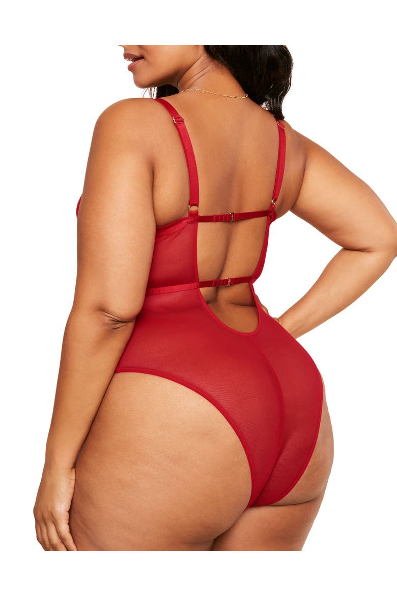 Rosie Crotchless Bodysuit Lingerie, Alternate, color, Deep Red