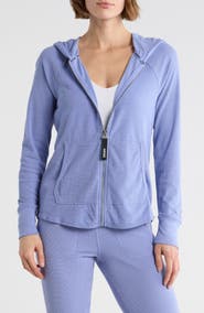 DKNY Slub Waffle Knit Zip Hoodie