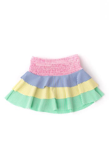 SHADE CRITTERS SHADE CRITTERS KIDS' STRIPE SEERSUCKER RUFFLE TIERED COVER-UP SKIRT 