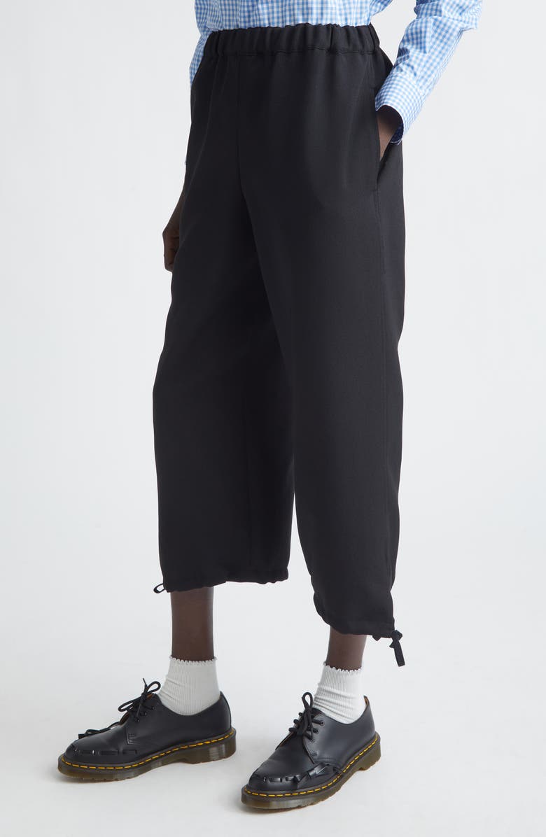 Comme des Garçons Girl Crop Gabardine Wide Leg Pants, Alternate, color, Black