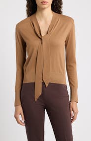 KOBI HALPERIN Felicity Tie Neck Merino Wool Sweater