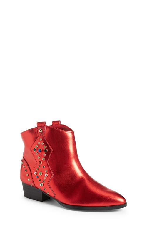 Shop Yosi Samra Kids' Miss Dallas Gem Western Boot In Red