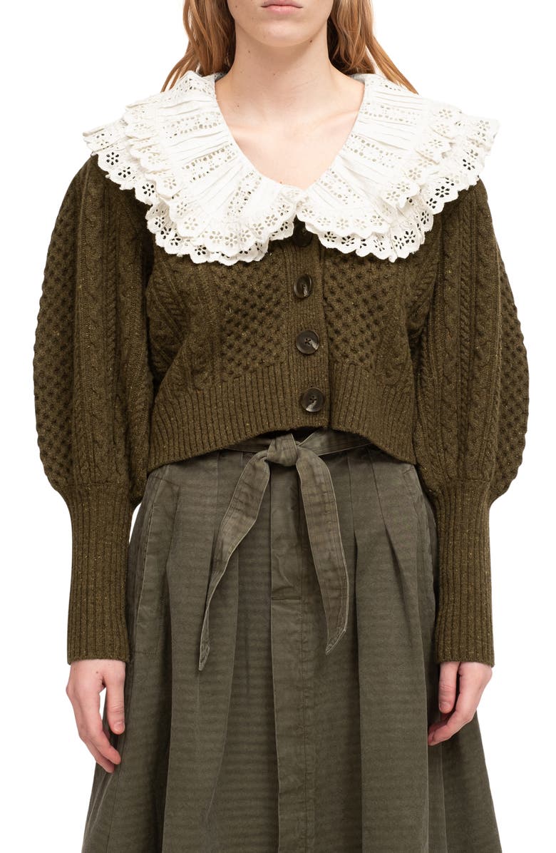 Sea Juliette Merino Wool Cardigan with Removable Collar, Main, color, 