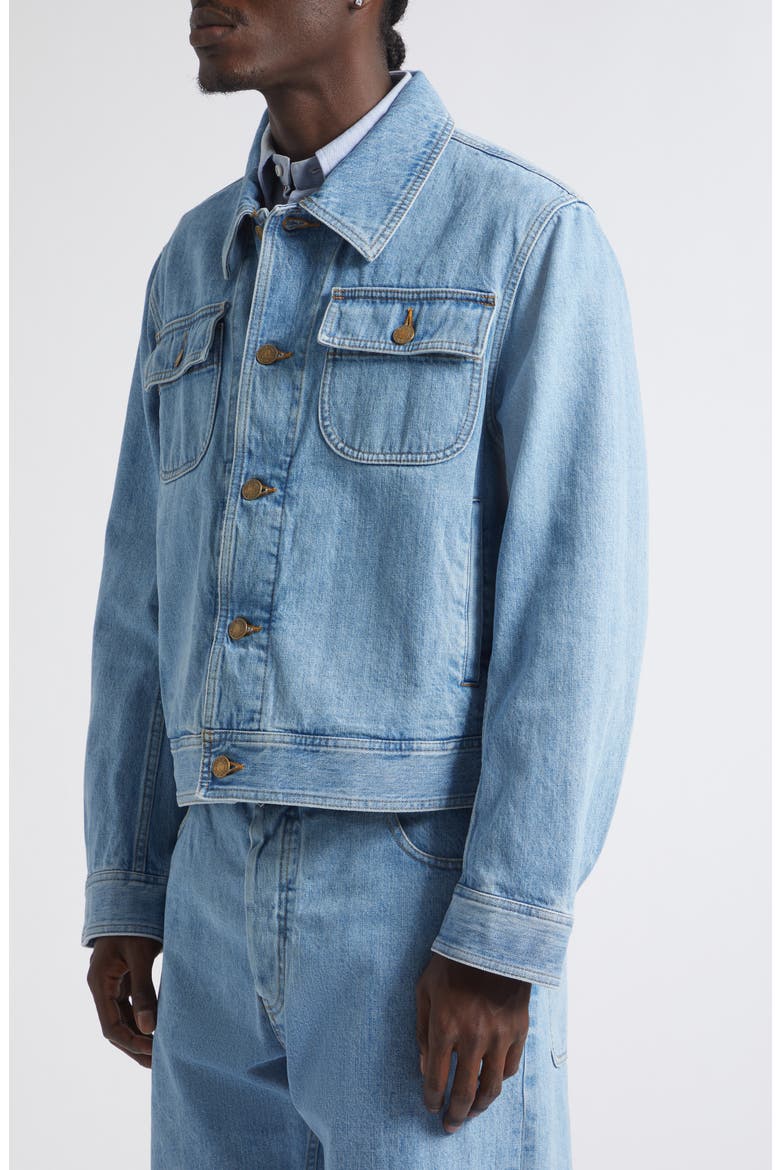Selvedge Denim Backstrap Utility Jacket, Alternate, color, LIGHT BLUE