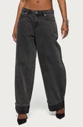 EDIKTED Kella Low Rise Baggy Wide Leg Cuffed Jeans