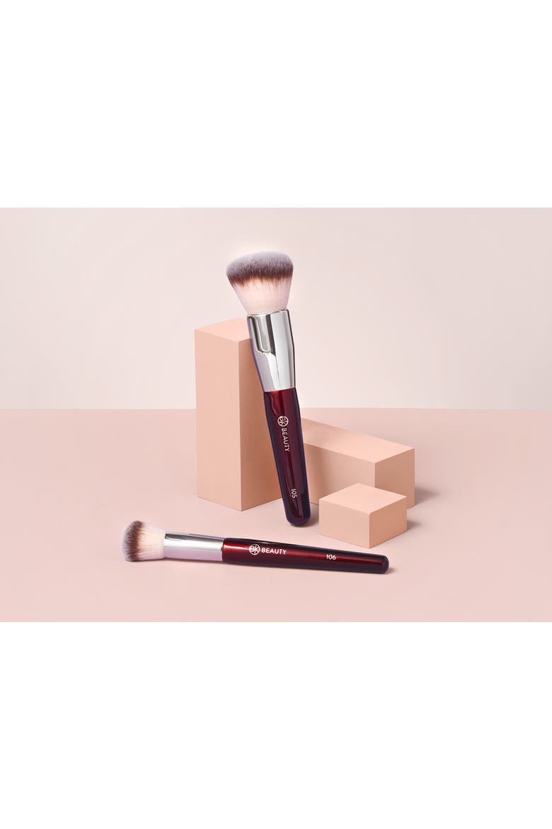 Large Buffer & Round Foundation Brush Set, Alternate, color, Burgundy