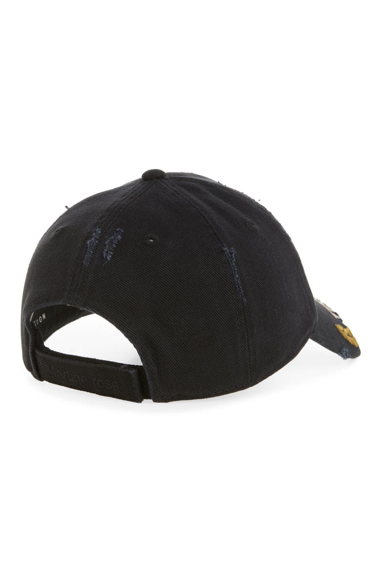Distressed Cut Peak Baseball Cap, Alternate, color, BLACK WASHED